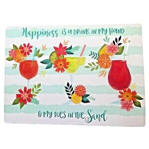 Tropical Vinyl Foam Back Placemats Drink in My Hand Toes in the Sand Set of 4